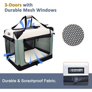 Jespet 3-Door Collapsible Soft-Sided Dog Crate, Shale Green, Medium/Large: 36 inch