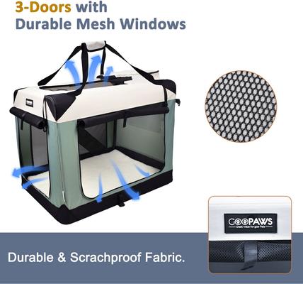 Show full view: Jespet 3-Door Collapsible Soft-Sided Dog Crate, Shale Green, Medium/Large: 36 inch slide 2 of 8