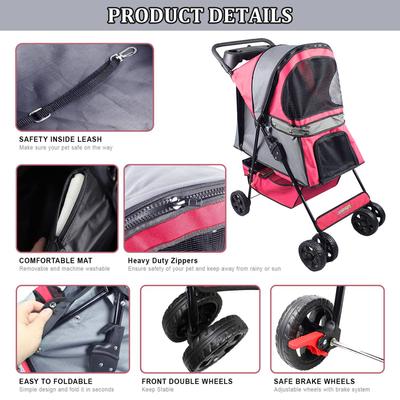 Show full view: Jespet 4 Wheel Dog Stroller, 36-in, Maroon slide 3 of 7