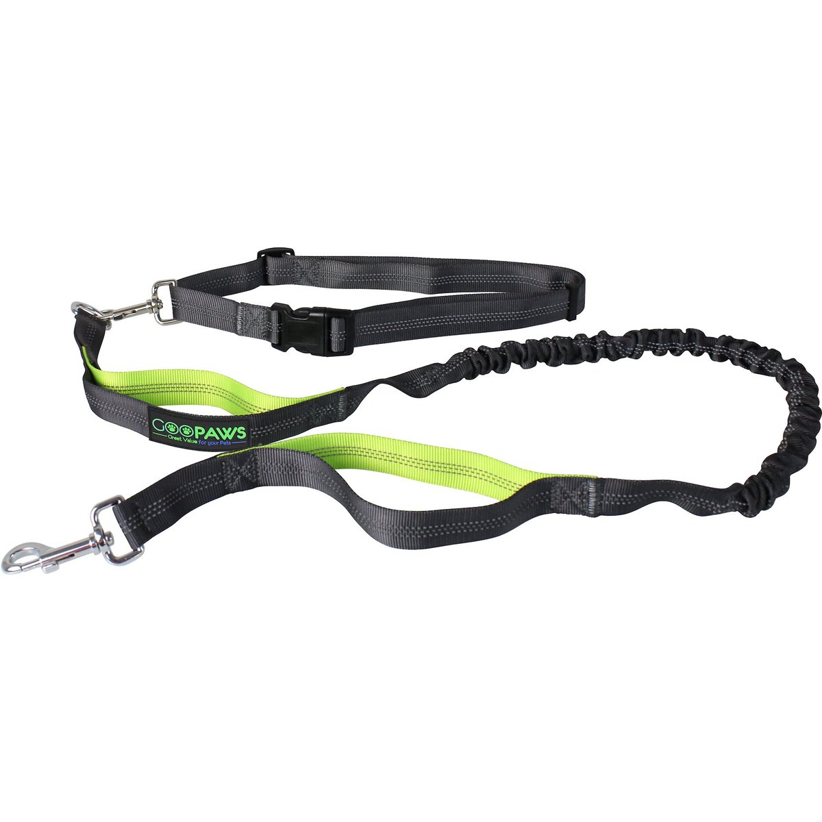 Jespet Bungee Reflective Standard Dog Leash, Green
