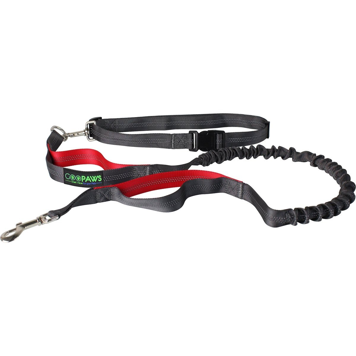 Jespet Bungee Reflective Standard Dog Leash, Red