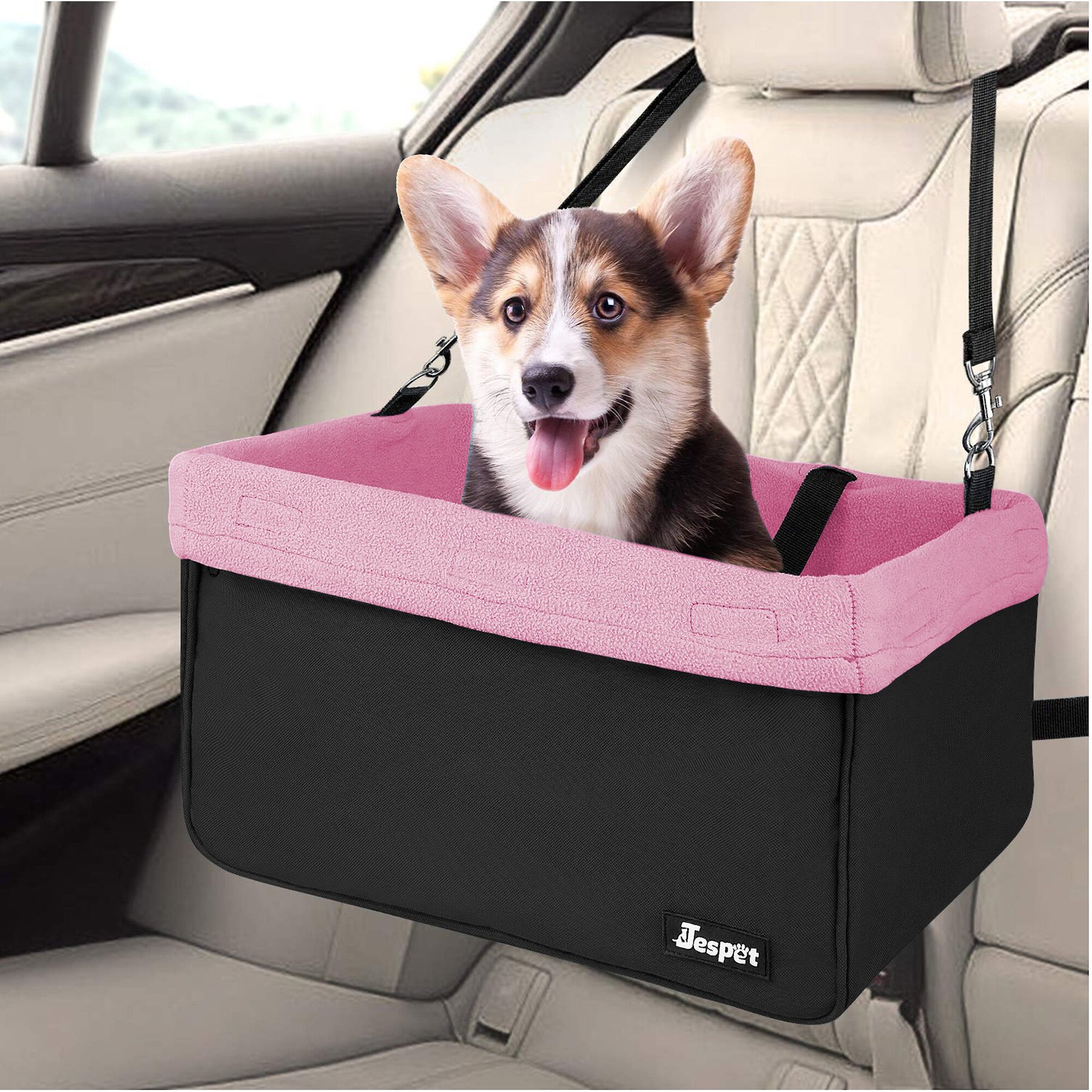 Jespet & GOOPAWS Car Travel Dog Booster Seat, Pink