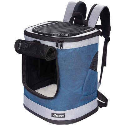 GOOPAWS Dog & Cat Carrier Backpack, Dark Blue, 17-in, Jespet