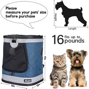 GOOPAWS Dog & Cat Carrier Backpack, Dark Blue, 17-in