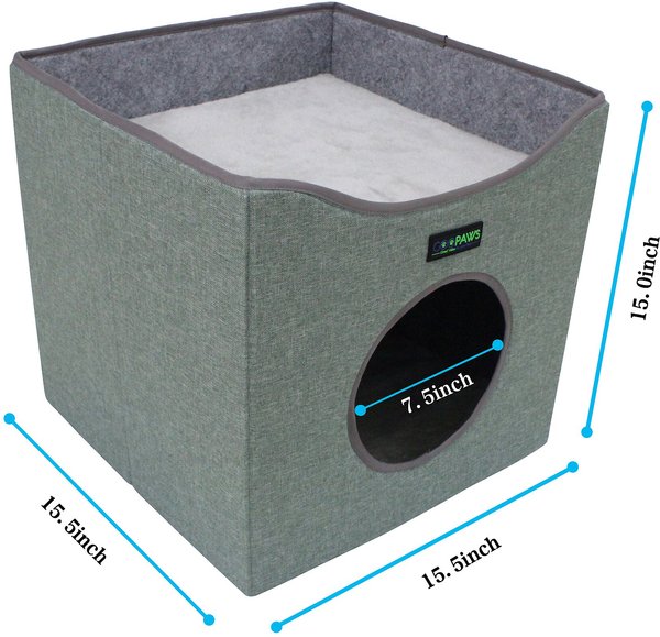 Show full view: Jespet Foldable Cat Condo Bed, Green slide 2 of 8