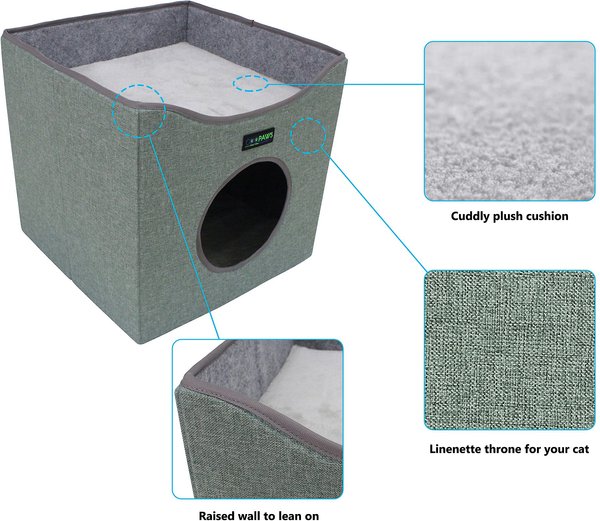 Show full view: Jespet Foldable Cat Condo Bed, Green slide 3 of 8