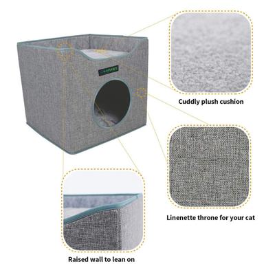 Show full view: Jespet Foldable Cat Condo Bed, Grey slide 3 of 8