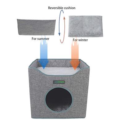Show full view: Jespet Foldable Cat Condo Bed, Grey slide 4 of 8