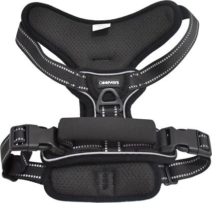 Show full view: Jespet Goopaws Adjustable Padded Easy Control Lightweight Reflective Dog Harness, Black, Medium slide 4 of 9