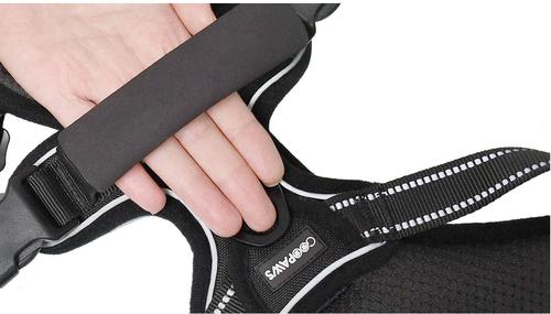 Show full view: Jespet Goopaws Adjustable Padded Easy Control Lightweight Reflective Dog Harness, Black, Medium slide 7 of 9