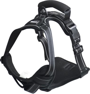 Show full view: Jespet Goopaws Adjustable Padded Easy Control Lightweight Reflective Dog Harness, Black, Medium slide 8 of 9
