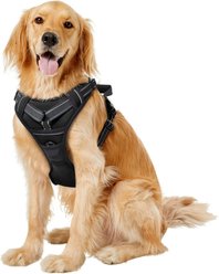 Jespet & GOOPAWS Adjustable Padded Easy Control Lightweight Reflective Dog Harness, Black, X-Large