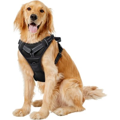 Jespet Jespet & GOOPAWS Adjustable Padded Easy Control Lightweight Reflective Dog Harness, Black, X-Large
