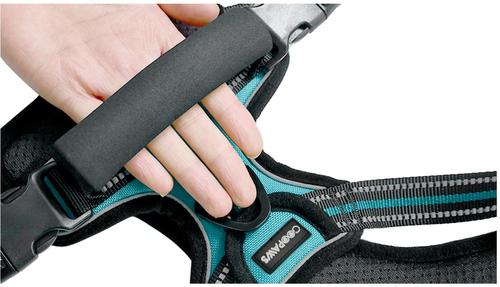 Show full view: Jespet Goopaws Adjustable Padded Easy Control Lightweight Reflective Dog Harness, Blue, Medium slide 7 of 9