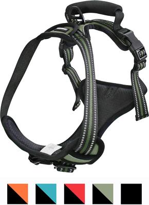 Show full view: Jespet & GOOPAWS Adjustable Padded Easy Control Lightweight Reflective Dog Harness, Green, Medium slide 2 of 9