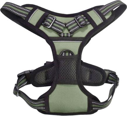 Show full view: Jespet & GOOPAWS Adjustable Padded Easy Control Lightweight Reflective Dog Harness, Green, Medium slide 5 of 9