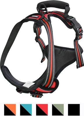 Show full view: Jespet Goopaws Adjustable Padded Easy Control Lightweight Reflective Dog Harness, Red, Medium slide 2 of 9
