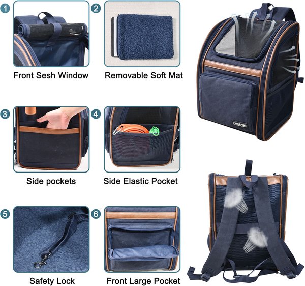 Show full view: Jespet GOOPAWS Backpack Dog & Cat Carrier, Navy Blue slide 2 of 9
