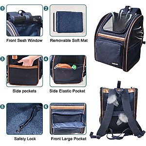 Jespet GOOPAWS Backpack Dog & Cat Carrier, Navy Blue