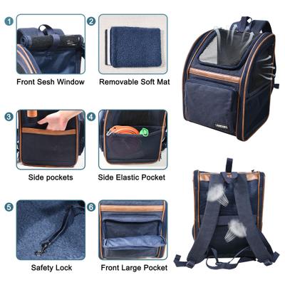 Show full view: Jespet GOOPAWS Backpack Dog & Cat Carrier, Navy Blue slide 2 of 9
