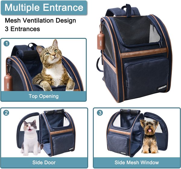 Show full view: Jespet GOOPAWS Backpack Dog & Cat Carrier, Navy Blue slide 6 of 9