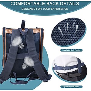Jespet GOOPAWS Backpack Dog & Cat Carrier, Navy Blue