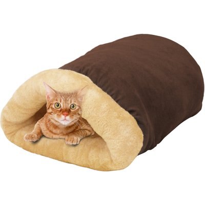 GOOPAWS GOOPAWS Covered Cat & Dog Bed, Brown