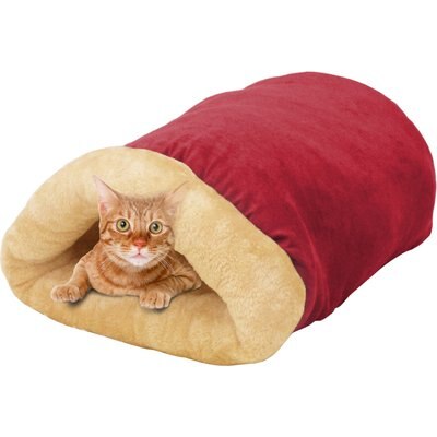 GOOPAWS GOOPAWS Covered Cat & Dog Bed, Burgundy