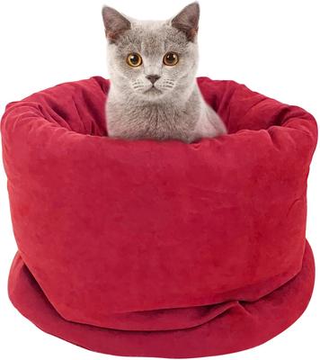 Show full view: GOOPAWS Covered Cat & Dog Bed, Burgundy slide 8 of 9
