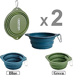 Jespet GooPaws Silicone Non-Skid Travel Cat & Dog Bowl, 2 count, Blue/Green slide 2 of 7