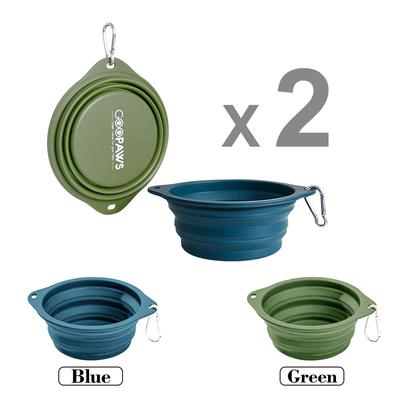Show full view: Jespet & GOOPAWS Silicone Non-Skid Travel Cat & Dog Bowl, 2 count, Blue/Green slide 3 of 8