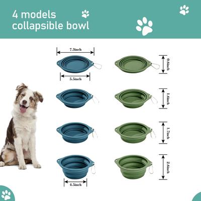 Show full view: Jespet & GOOPAWS Silicone Non-Skid Travel Cat & Dog Bowl, 2 count, Blue/Green slide 5 of 8