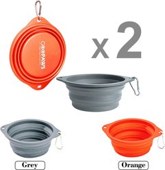 Jespet GooPaws Silicone Non-Skid Travel Cat & Dog Bowl, 2 count, Orange/Grey slide 2 of 7