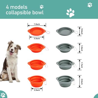 Show full view: Jespet & GOOPAWS Silicone Non-Skid Travel Cat & Dog Bowl, 2 count, Orange/Grey slide 5 of 8