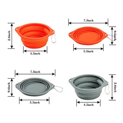 Show full view: Jespet & GOOPAWS Silicone Non-Skid Travel Cat & Dog Bowl, 2 count, Orange/Grey slide 6 of 8