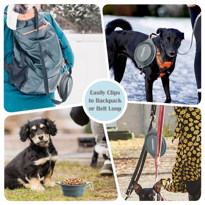 Show full view: Jespet & GOOPAWS Silicone Non-Skid Travel Cat & Dog Bowl, 2 count, Orange/Grey slide 8 of 8