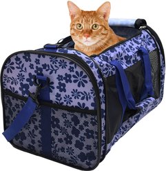 Jespet & GOOPAWS Soft-Sided Airline-Approved Travel Dog & Cat Carrier, Medium, Floral Print Blue