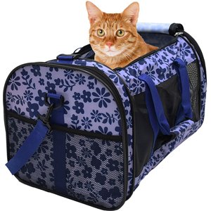 Jespet & GOOPAWS Soft-Sided Airline-Approved Travel Dog & Cat Carrier, Medium, Floral Print Blue, 19-in