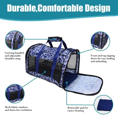 Show full view: Jespet & GOOPAWS Soft-Sided Airline-Approved Travel Dog & Cat Carrier, Medium, Floral Print Blue, 19-in slide 3 of 10