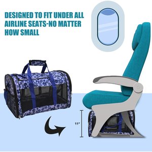Jespet & GOOPAWS Soft-Sided Airline-Approved Travel Dog & Cat Carrier, Medium, Floral Print Blue, 19-in