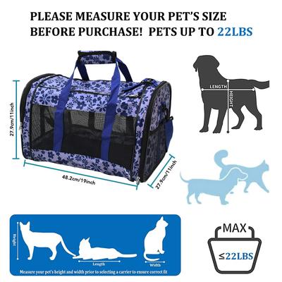 Show full view: Jespet & GOOPAWS Soft-Sided Airline-Approved Travel Dog & Cat Carrier, Medium, Floral Print Blue, 19-in slide 4 of 10