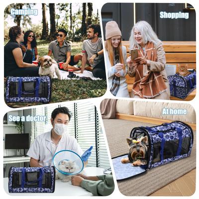 Show full view: Jespet & GOOPAWS Soft-Sided Airline-Approved Travel Dog & Cat Carrier, Medium, Floral Print Blue, 19-in slide 6 of 10