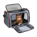 Jespet Soft-Sided Airline-Approved Travel Dog & Cat Carrier, Gray/Red, Small/Medium