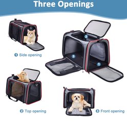 Jespet Soft-Sided Airline-Approved Travel Dog & Cat Carrier, Gray/Red, Small/Medium slide 2 of 7