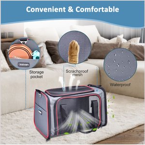 Jespet Soft-Sided Airline-Approved Travel Dog & Cat Carrier, Gray/Red, Small/Medium