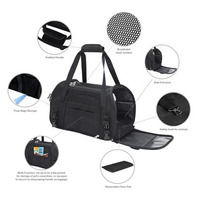 Show full view: Jespet Soft-Sided Dog & Cat Carrier Bag, Black, 19-in slide 5 of 9