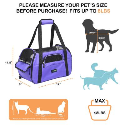 Show full view: Jespet Soft-Sided Dog & Cat Carrier Bag, Purple, 17-in slide 2 of 9