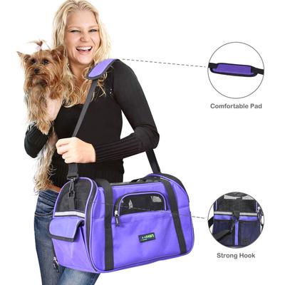 Show full view: Jespet Soft-Sided Dog & Cat Carrier Bag, Purple, 17-in slide 3 of 9