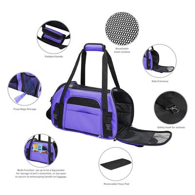 Show full view: Jespet Soft-Sided Dog & Cat Carrier Bag, Purple, 17-in slide 5 of 9