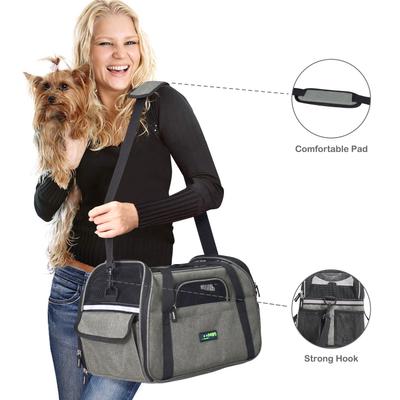 Show full view: Jespet Soft-Sided Dog & Cat Carrier Bag, Smoke Grey, 17-in slide 3 of 9